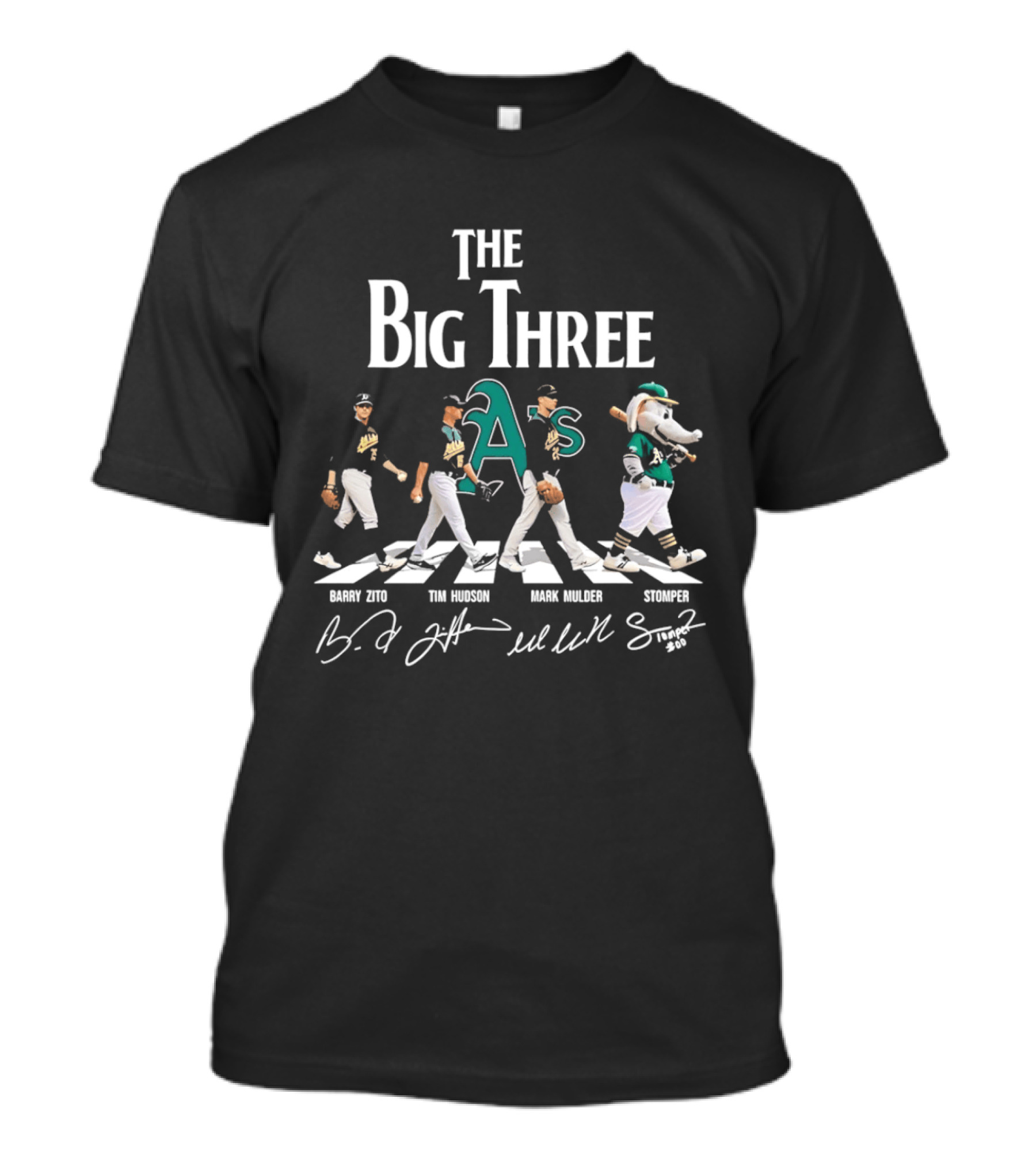 Oakland Athletics The Big Three Barry Zito Tim Hudson Mark Mulder Stomper Abbey Road T-Shirt