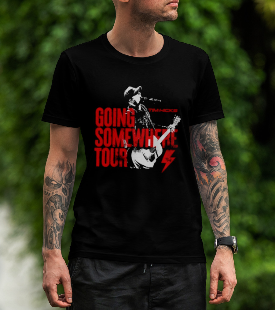 Tim Hicks Going Somewhere Tour Guitar Lightning Bolt T-Shirt