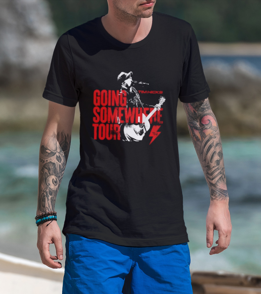 Tim Hicks Going Somewhere Tour Guitar Lightning Bolt T-Shirt