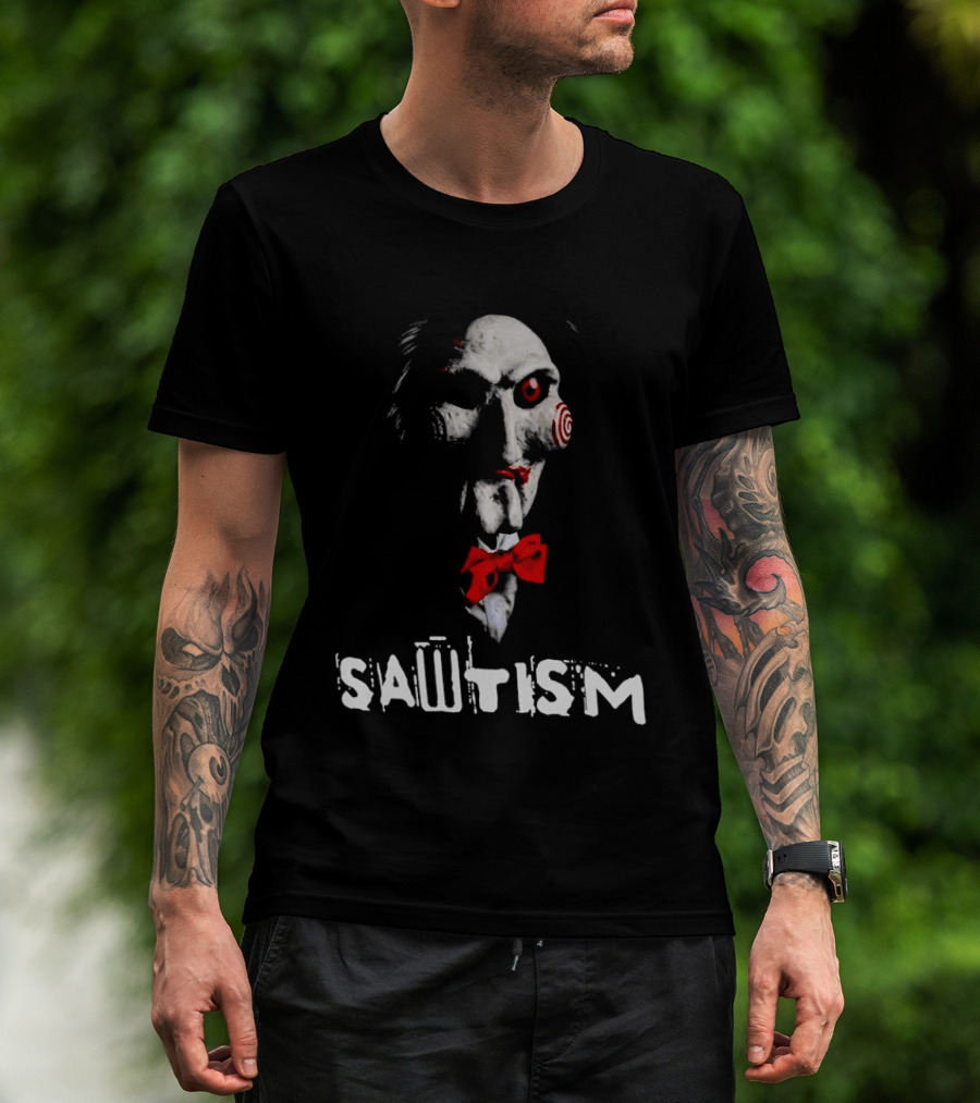 Sawtism Billy Puppet Jigsaw Horror Dark Humor T-Shirt