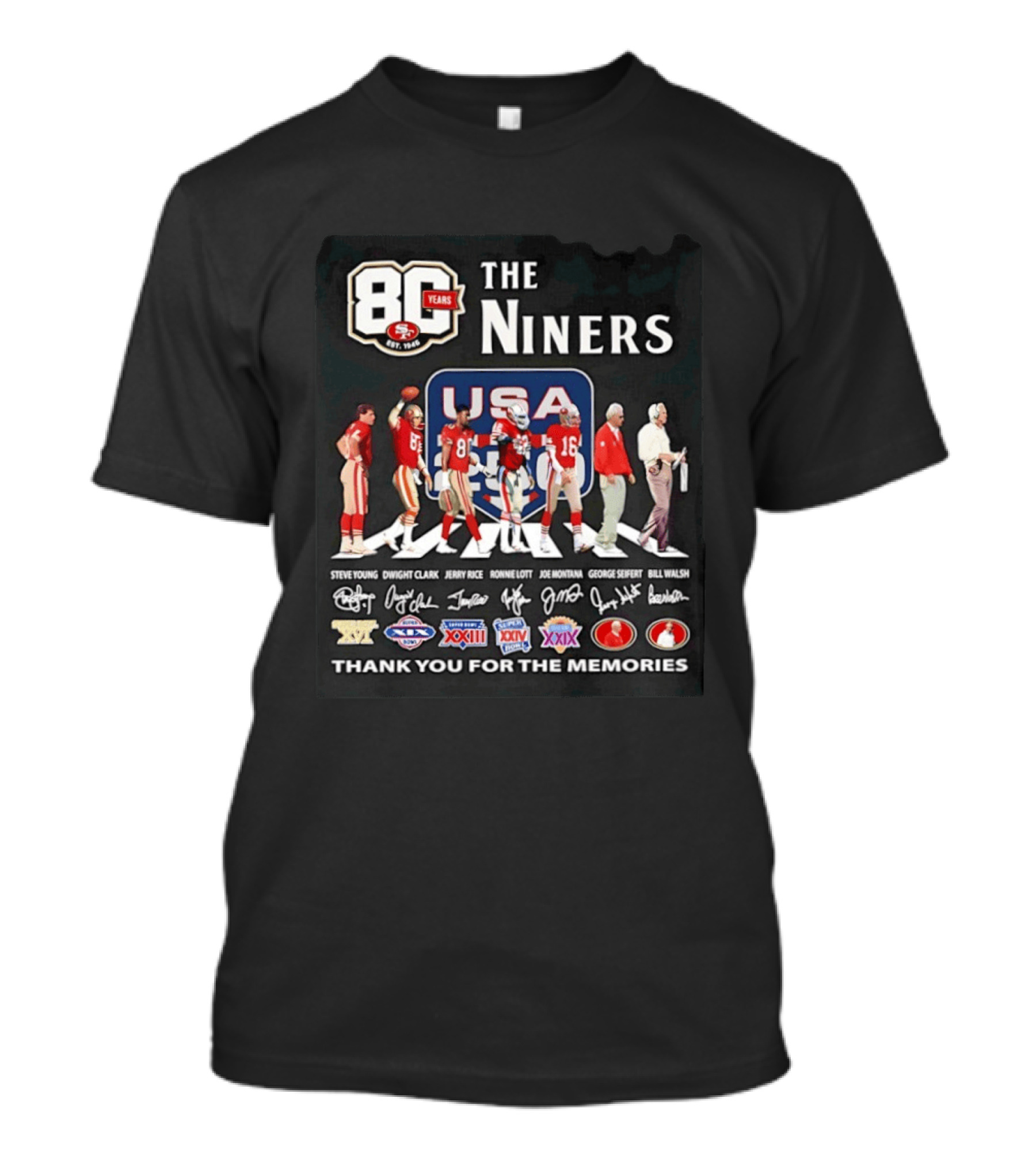 San Francisco 49ers 80 Years The Niners USA Abbey Road Legends Thank You For The Memories T-Shirt