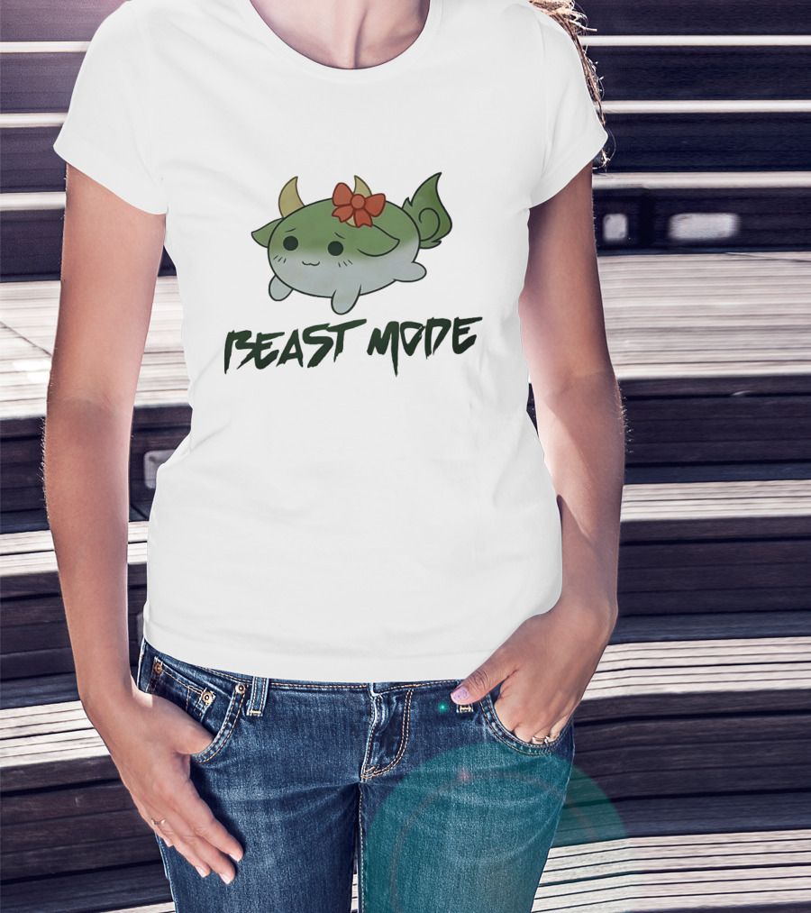 Beast Mode Cute Mythical Creature With Red Bow T-Shirt