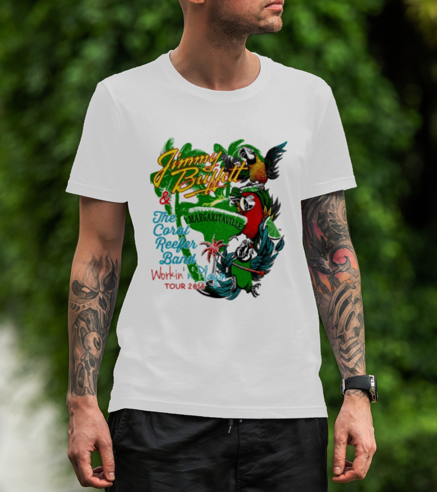 Jimmy Buffett Margaritaville Workin' And Playin' Tour 2015 Coral Reefer Band T-Shirt