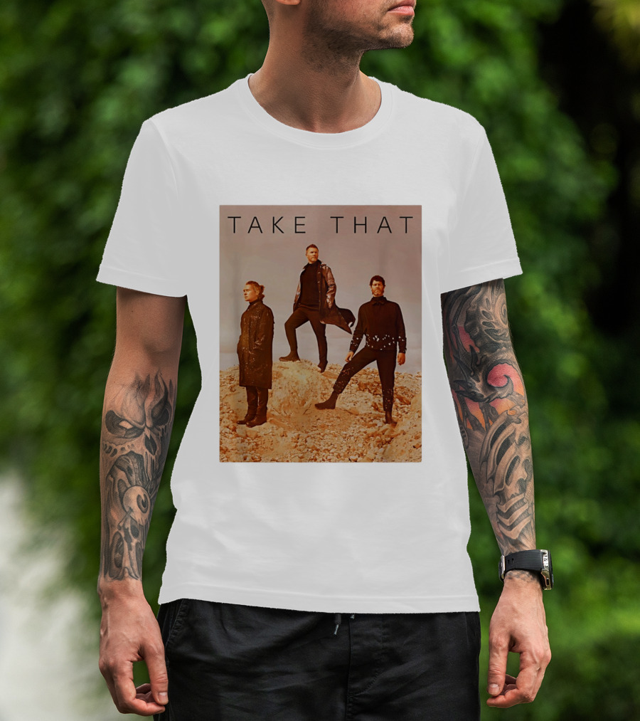Take That Band Members Standing On Rocky Terrain T-Shirt
