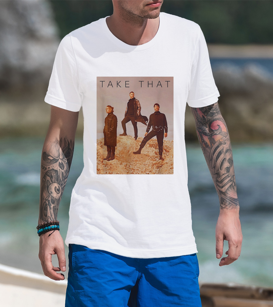 Take That Band Members Standing On Rocky Terrain T-Shirt