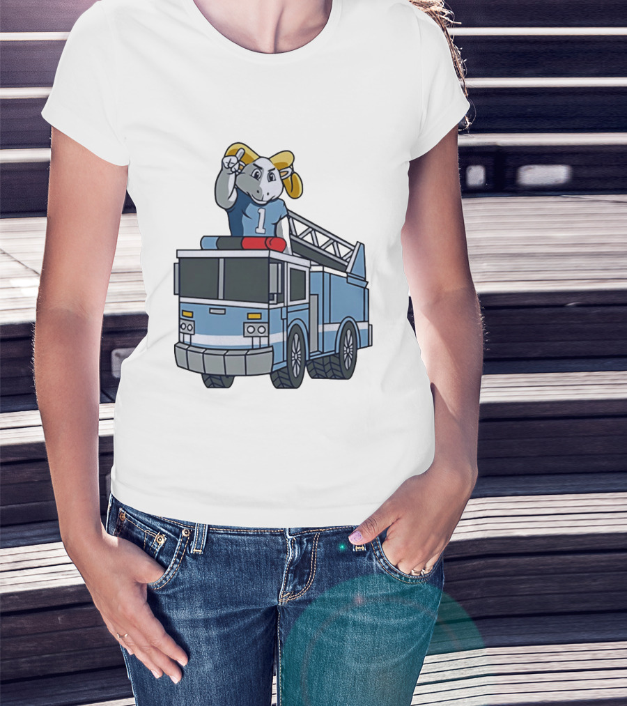 UNC Tar Heels Ram Mascot On Fire Truck Sports Team Merchandise T-Shirt