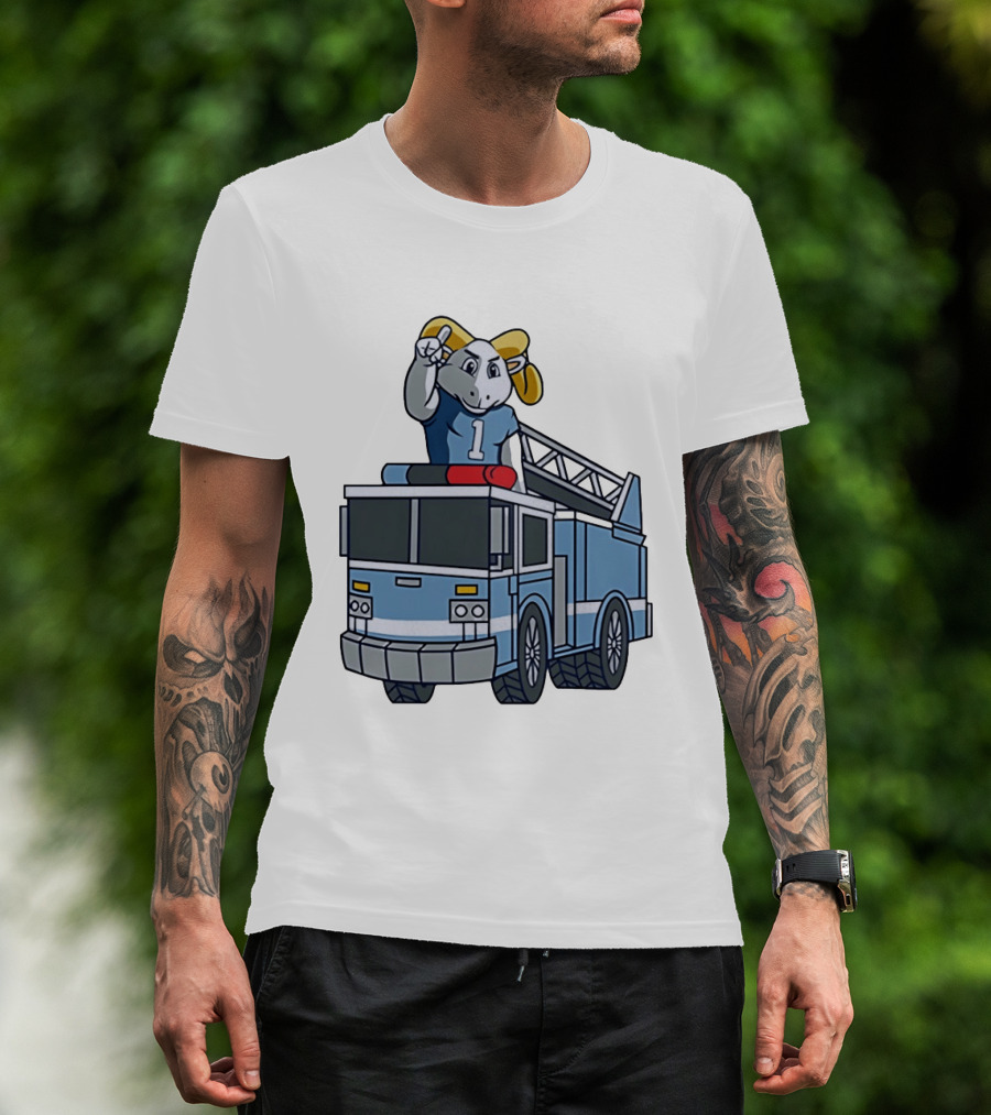 UNC Tar Heels Ram Mascot On Fire Truck Sports Team Merchandise T-Shirt