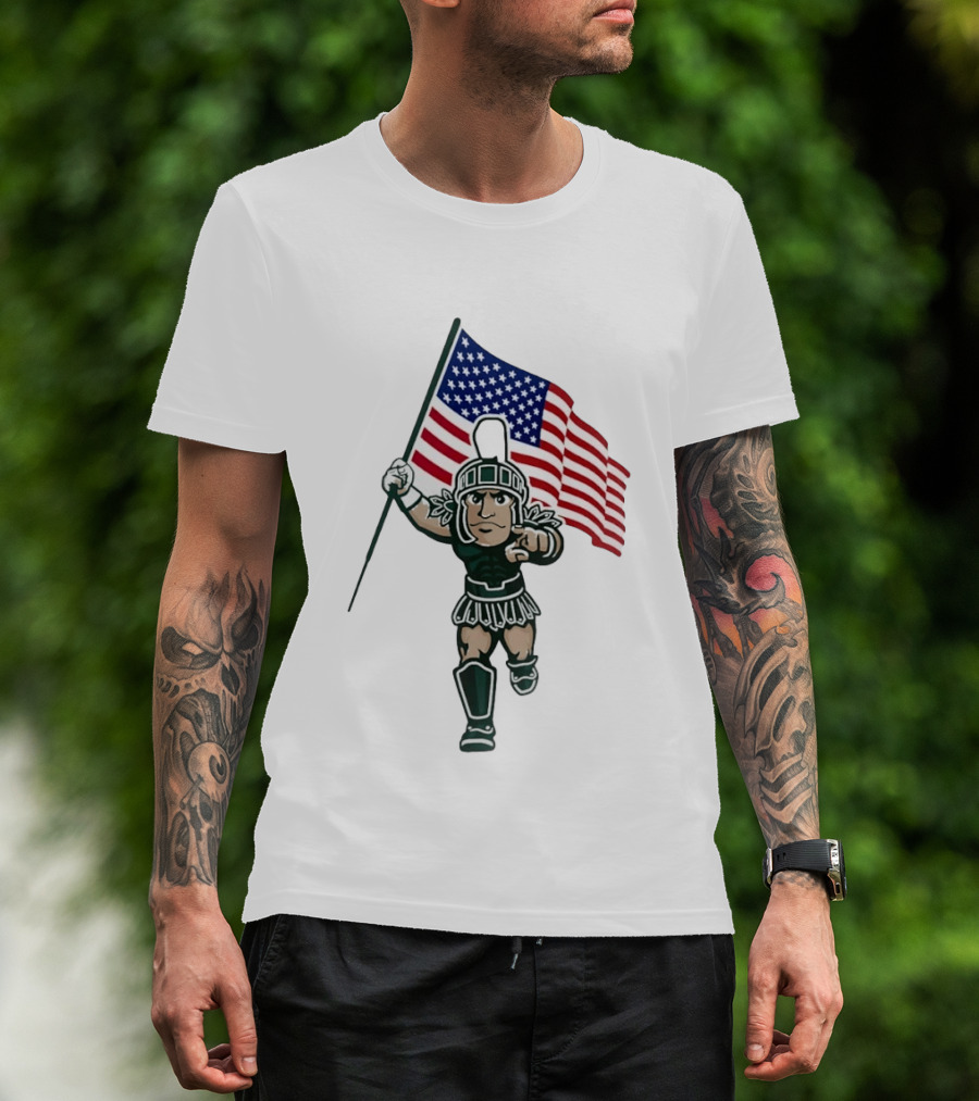 Michigan State Spartans USA Flag T-Shirt