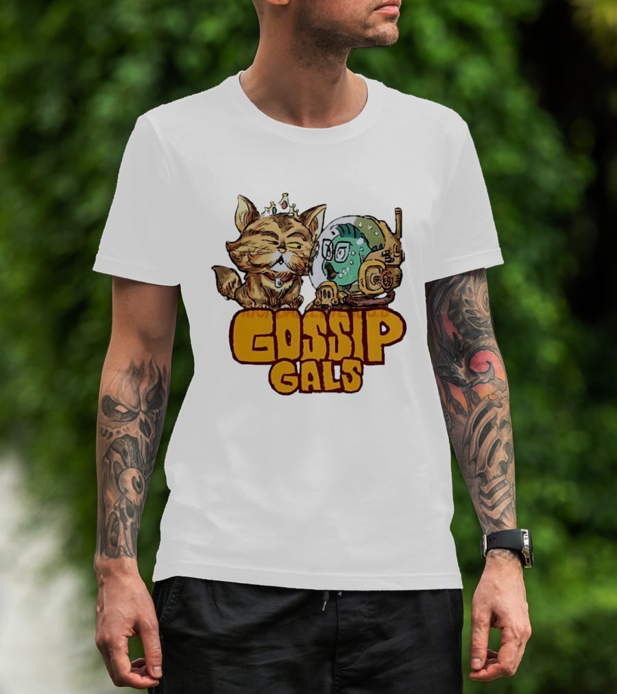 Gossip Gals Royal Cat With Crown And Fish In Astronaut Helmet T-Shirt