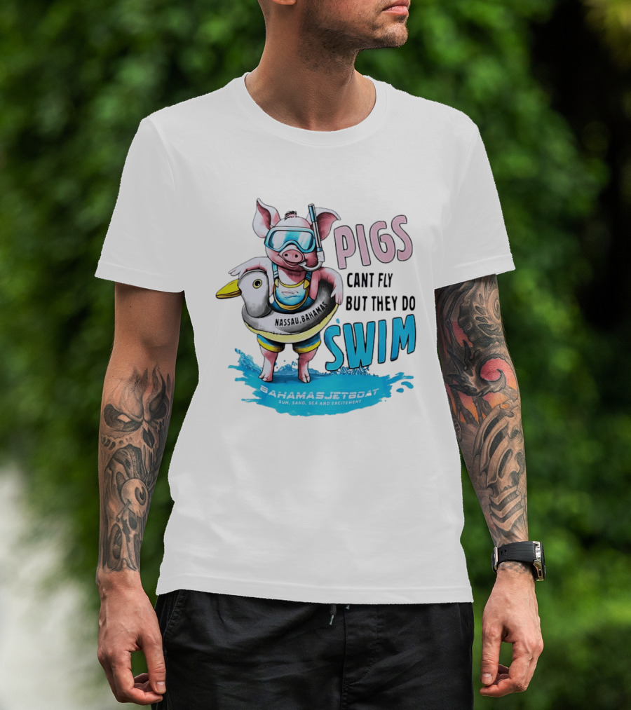 Pigs Fly Nassau Scuba Sand Sea Swim T-Shirt