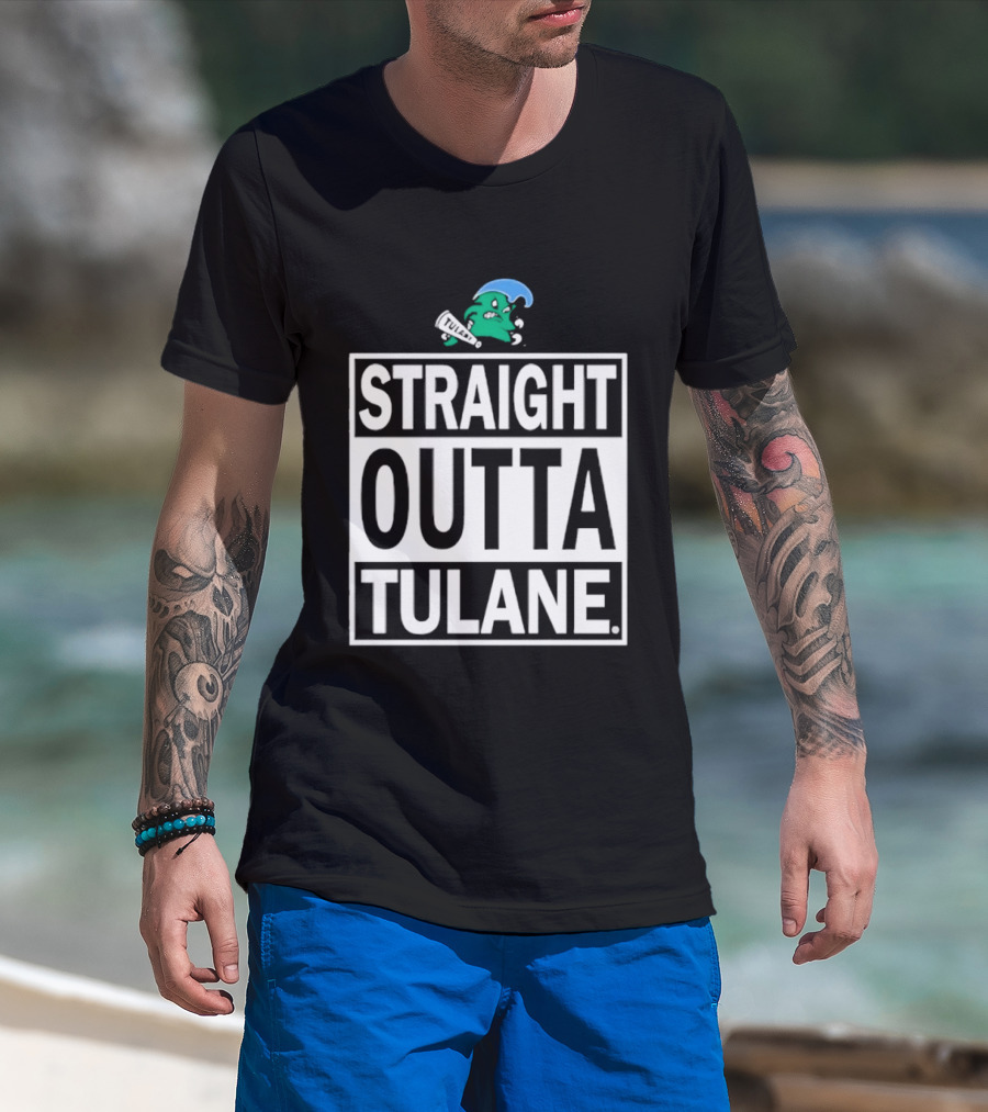 Tulane Green Wave Straight Outta Tulane Logo Sports Team Merchandise T-Shirt