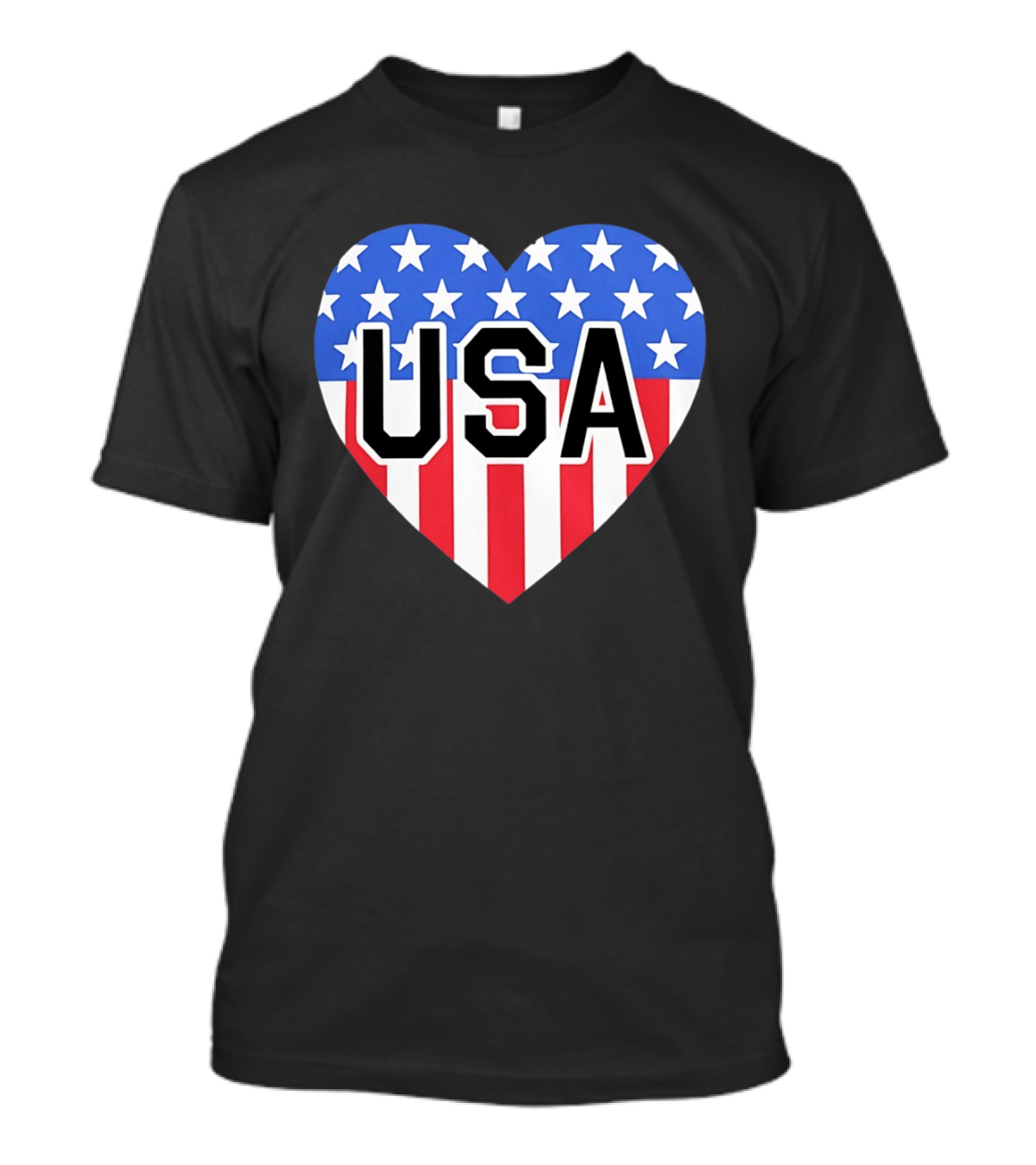 Patriotic USA Heart Shape Flag Stars And Stripes T-Shirt