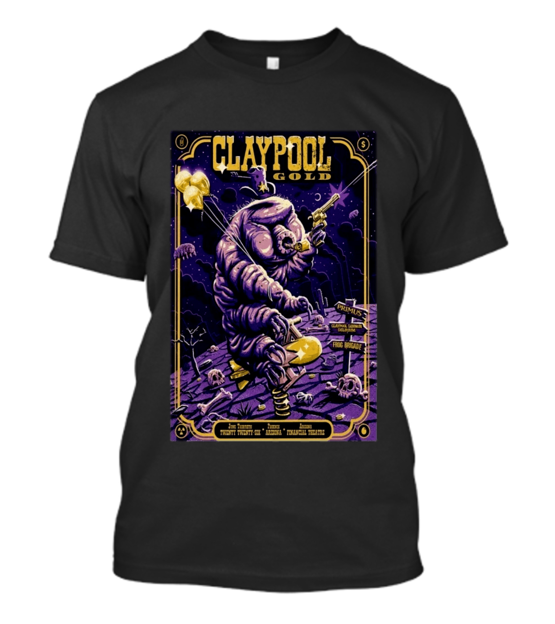 Claypool Gold Primus Frog Brigade Arizona Financial Theatre Phoenix June 30 2026 T-Shirt