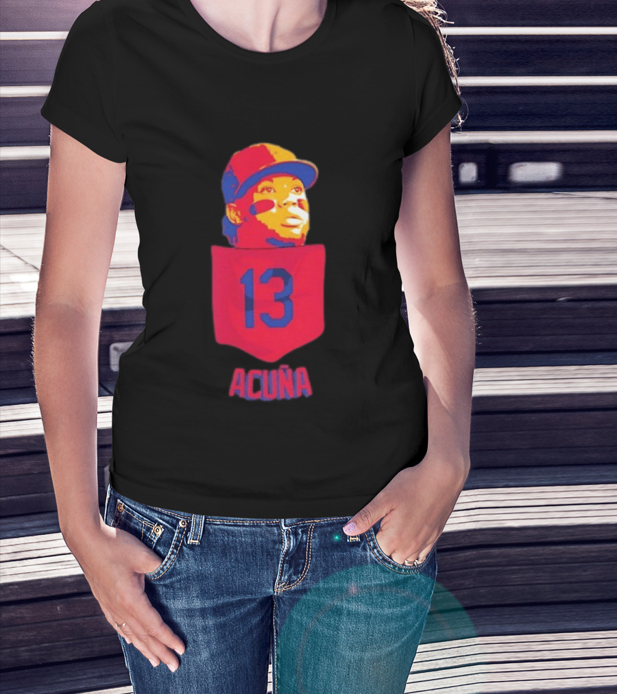 Ronald Acuna Jr 13 Atlanta Braves Baseball Player Pocket T-Shirt