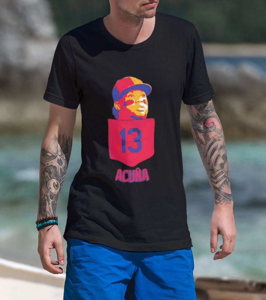 Ronald Acuna Jr 13 Atlanta Braves Baseball Player Pocket T-Shirt