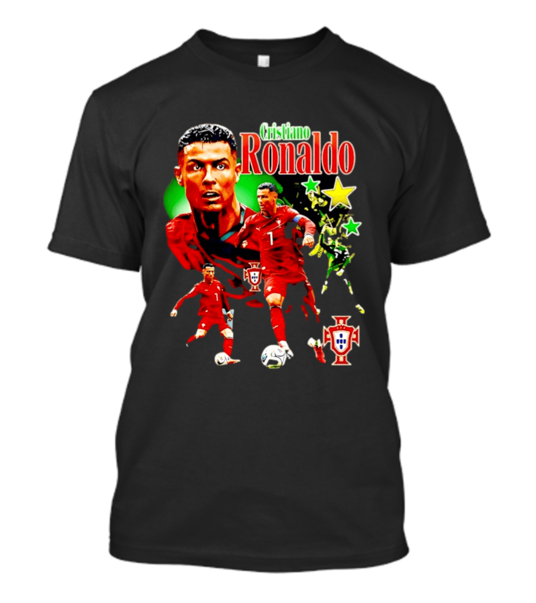 Cristiano Ronaldo Portugal Soccer Star Number 7 Iconic Footballer Illustration With Portugal T-Shirt