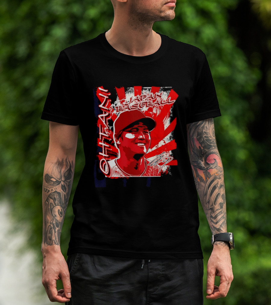 Japan Baseball Shohei Ohtani MLB International Red White Sunburst T-Shirt