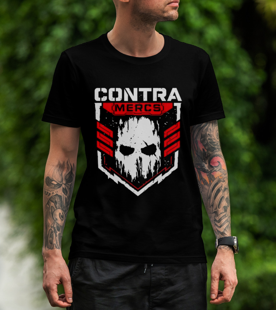 MLW Contra Mercs Skull Emblem Red Stripes T-Shirt
