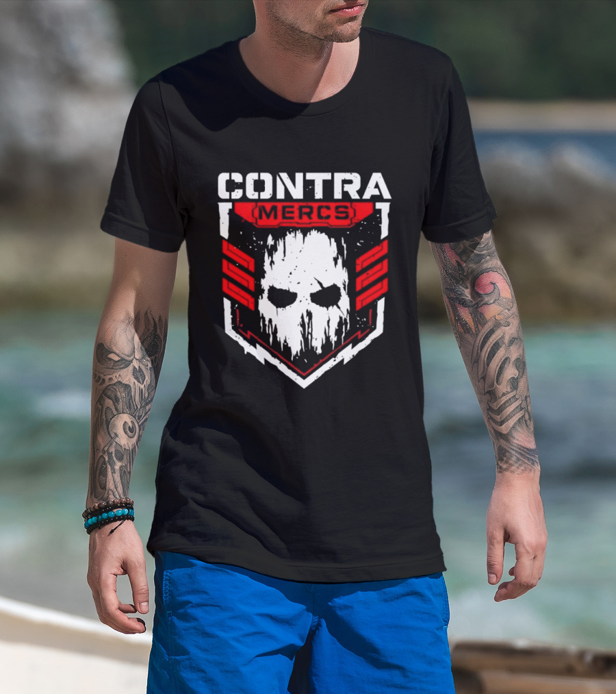 MLW Contra Mercs Skull Emblem Red Stripes T-Shirt