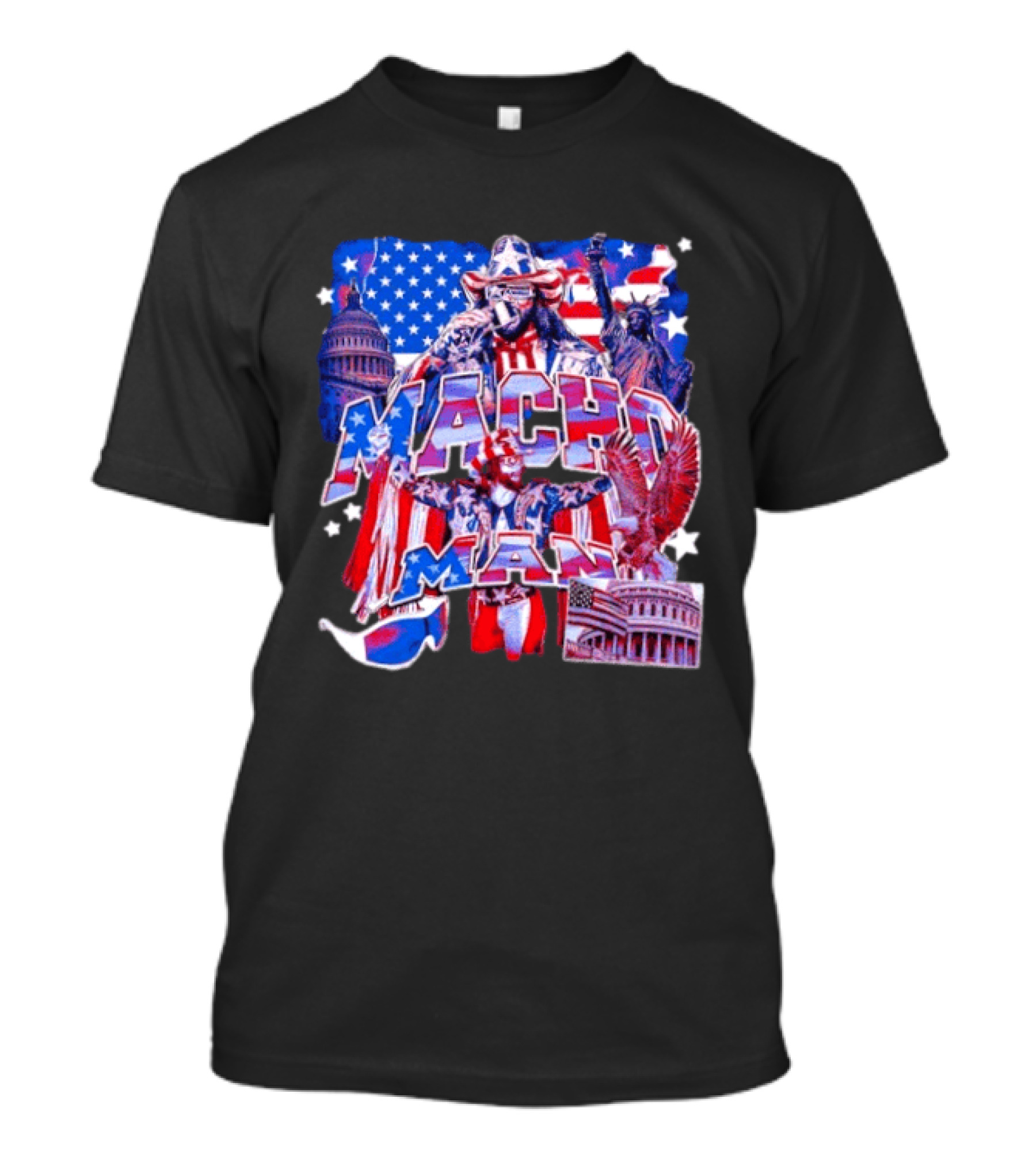 Macho Man America Independence Day Patriotic Retro USA T-Shirt