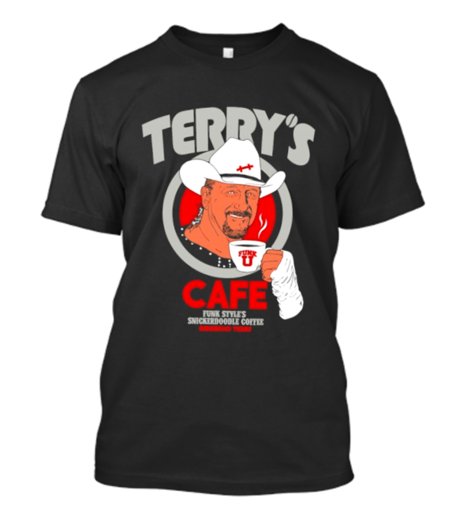 Terry's Cafe Terry Funk Funk U Coffee Cowboy Bandage T-Shirt