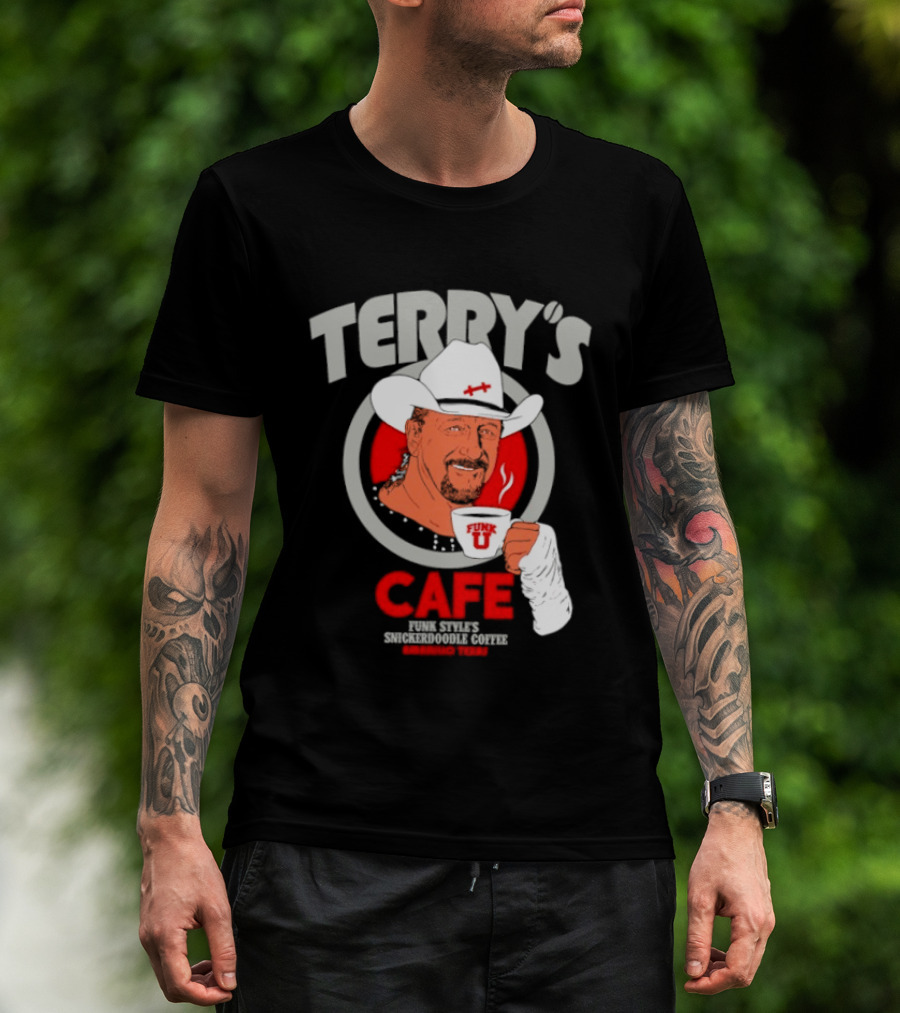 Terry's Cafe Terry Funk Funk U Coffee Cowboy Bandage T-Shirt