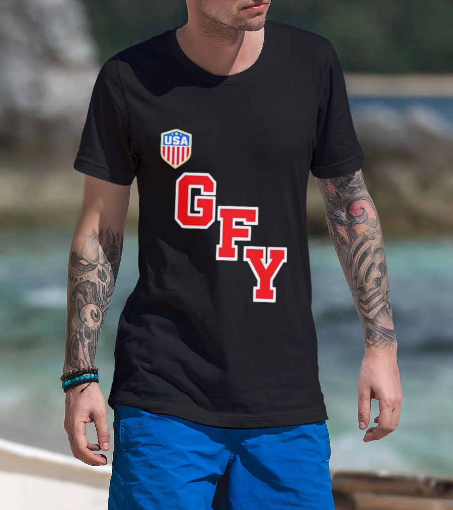 GFY USA Team Red Lettering And Shield T-Shirt
