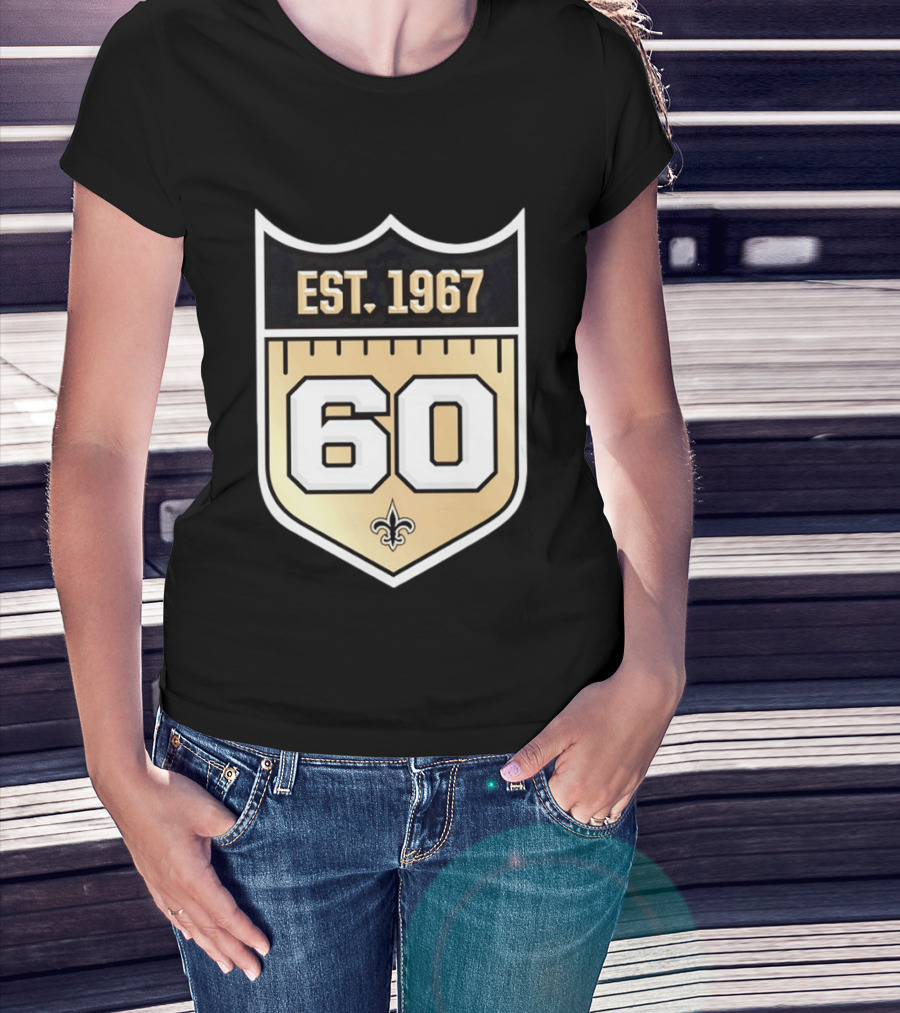 New Orleans Saints 60th Anniversary Est 1967 Fleur De Lis NFL Celebration T-Shirt