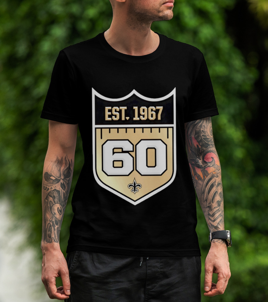 New Orleans Saints 60th Anniversary Est 1967 Fleur De Lis NFL Celebration T-Shirt