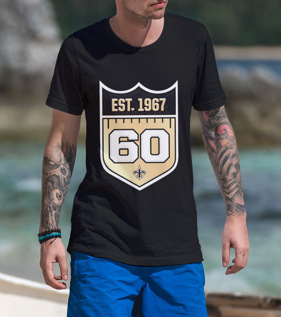 New Orleans Saints 60th Anniversary Est 1967 Fleur De Lis NFL Celebration T-Shirt
