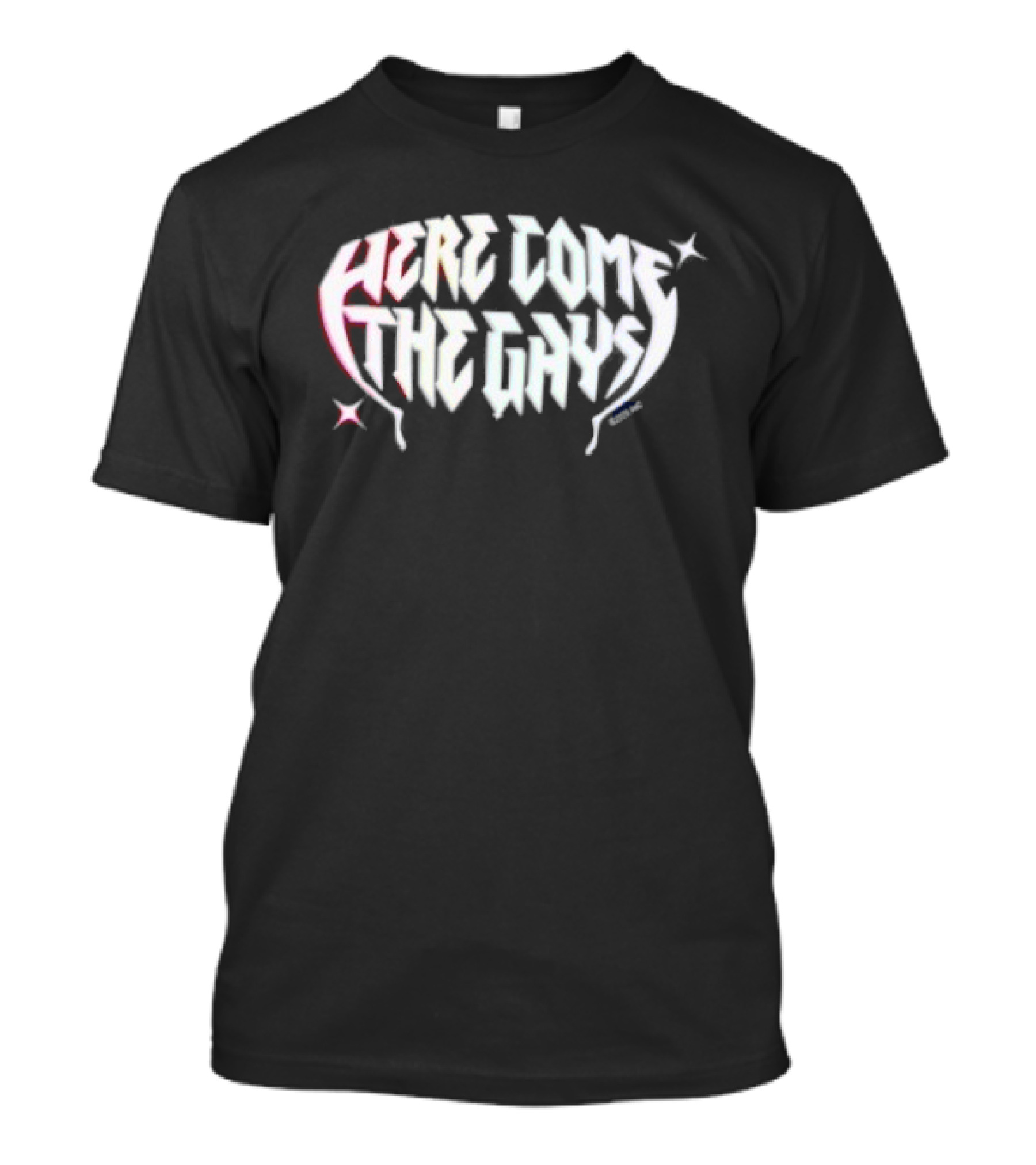 The Vampire Lestat Here Comes The Gays Pride Hollow Text With Stars And Stakes T-Shirt