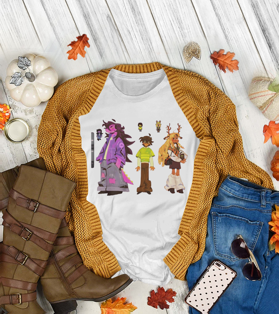 Deltarune Characters Illustrated Including Kris Susie and Noelle T-Shirt