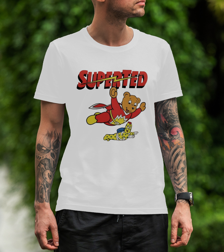 Superted And Spot 80s Cartoon British Animation Flying Characters T-Shirt