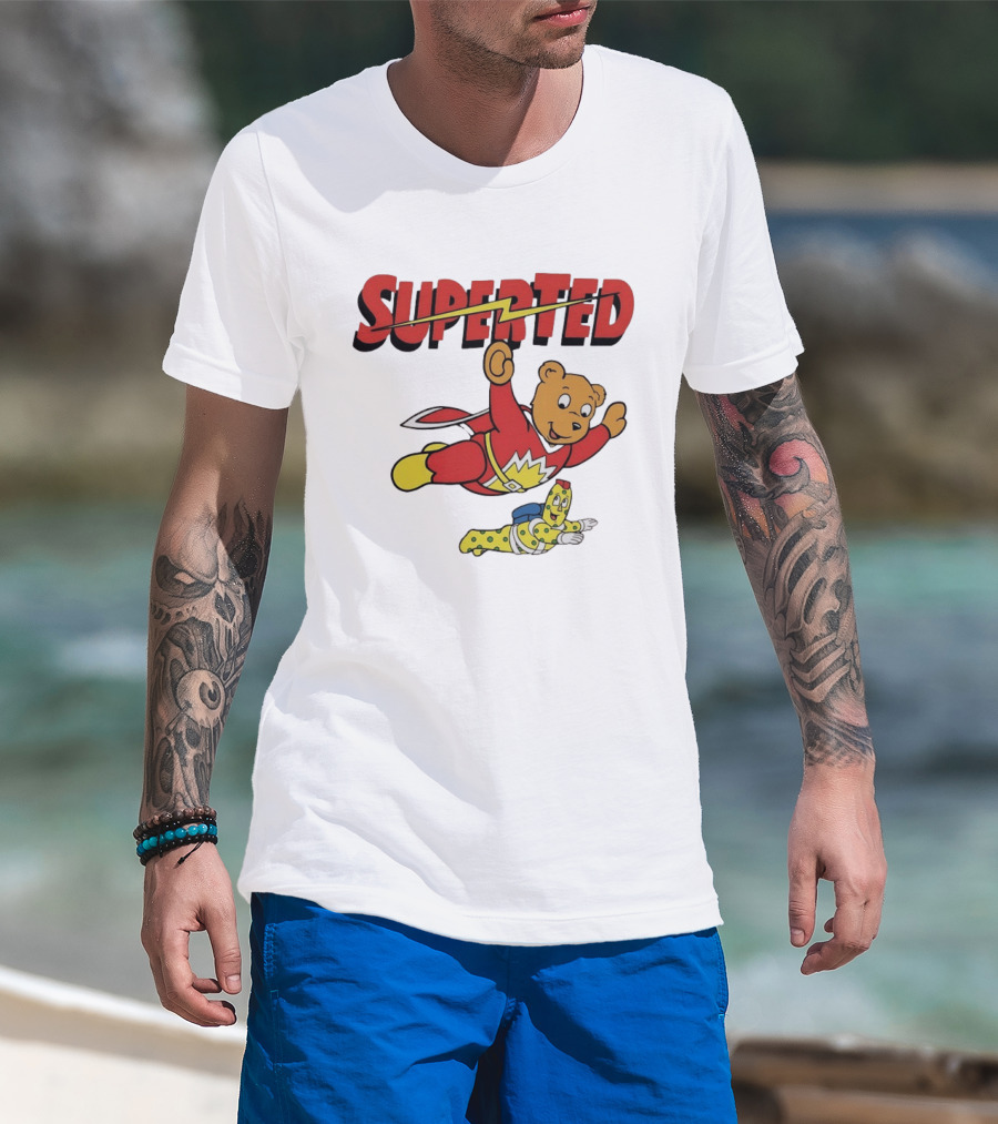 Superted And Spot 80s Cartoon British Animation Flying Characters T-Shirt