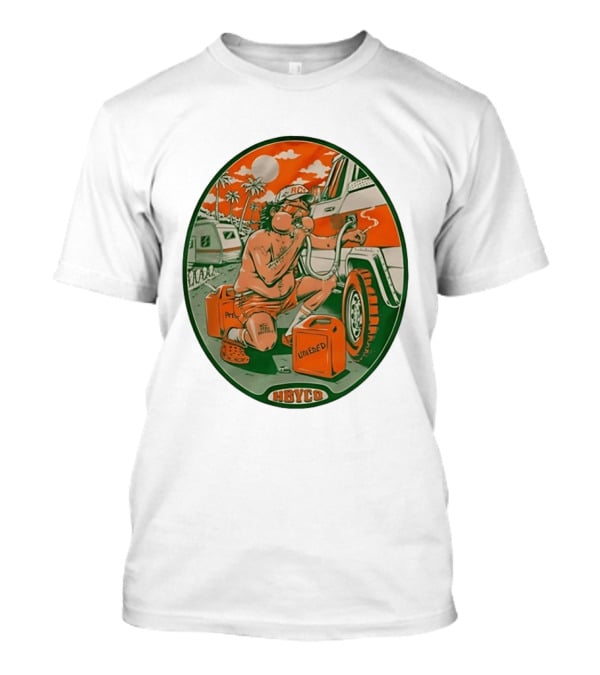 The Red Clay Strays X Soundwaves Creative Hollywood Florida 2026 Ellipse Shape HBYCO Unleaded Palm Trees Moon Retro Camper Scene T-Shirt