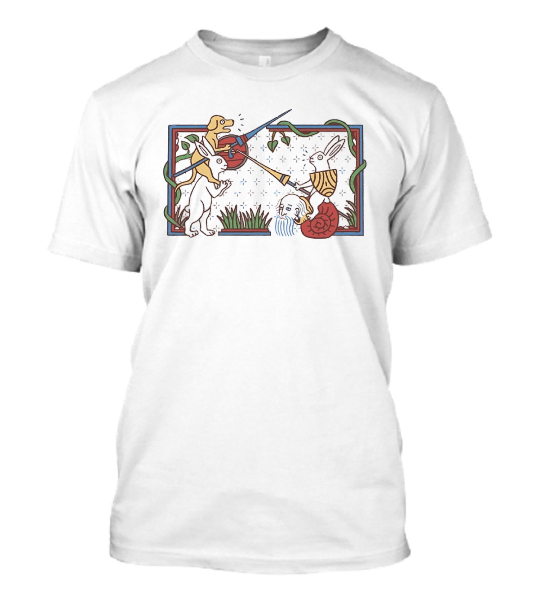 Medieval Dog And Snail Jousting Fantasy Battle T-Shirt