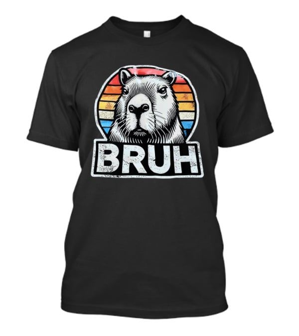 Capybara Bruh Retro Sunset Animal T-Shirt