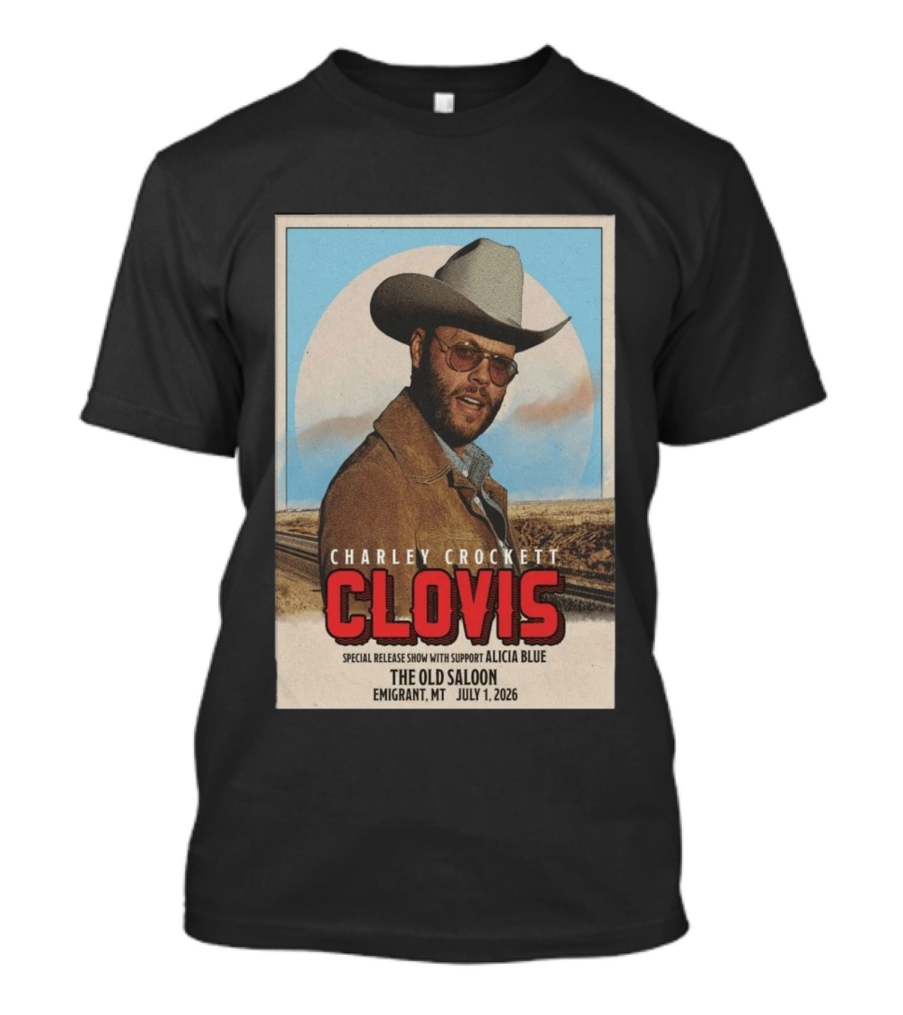 Charley Crockett Clovis Special Release Show The Old Saloon Emigrant MT July 1 2026 T-Shirt
