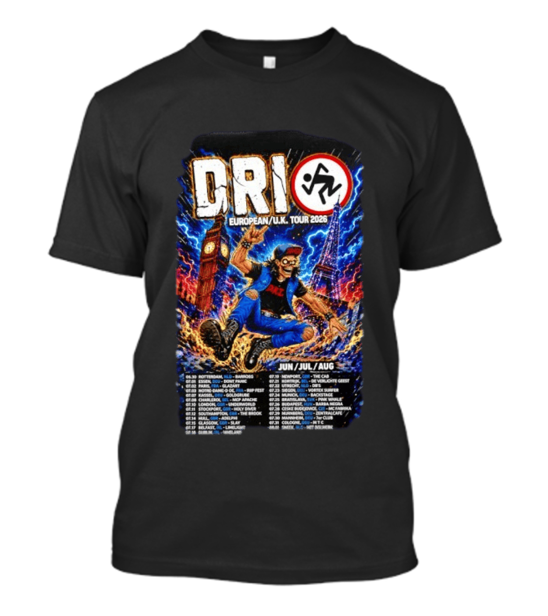 DRI European UK Tour 2026 Dirty Rotten Imbeciles Iconic Punk Artwork London Paris Venues Dates T-Shirt