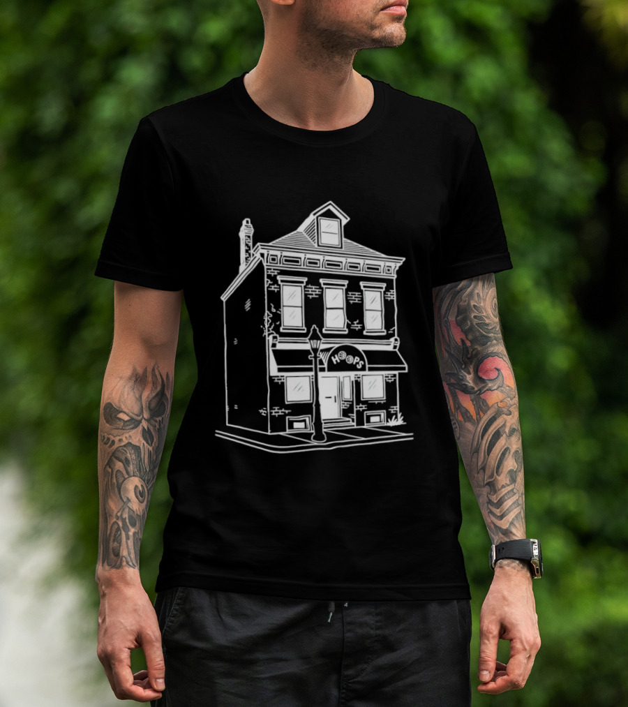 Hoops Sports Bar Reading Iconic Pub Building T-Shirt