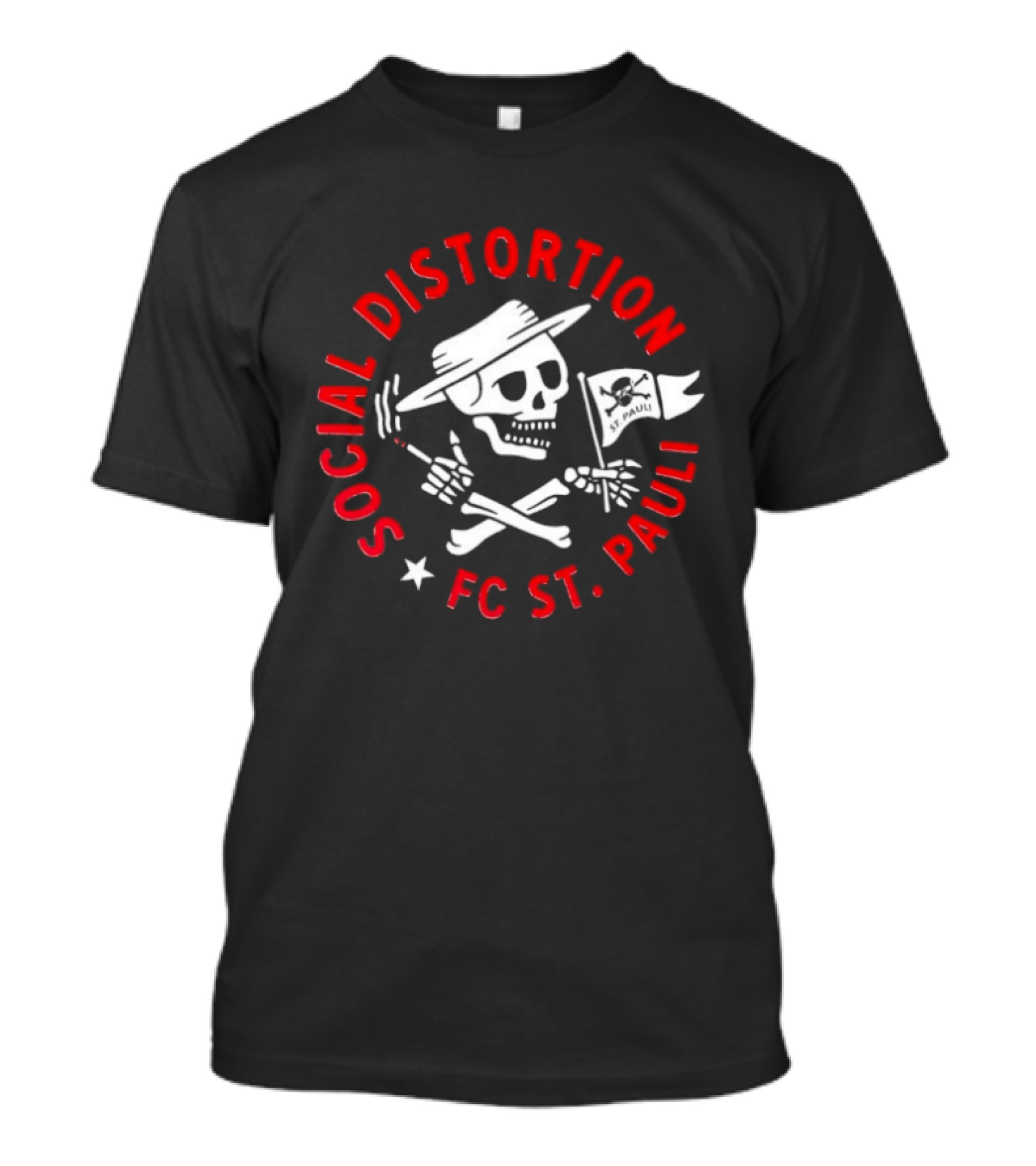 Social Distortion FC St Pauli Punk Rock Skull And Crossbones With Flag T-Shirt