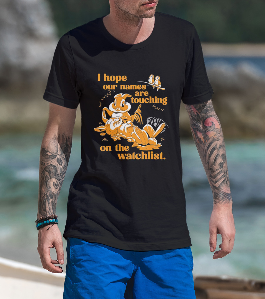I Hope Our Names Are Touching On The List Squirrel Cartoon T-Shirt