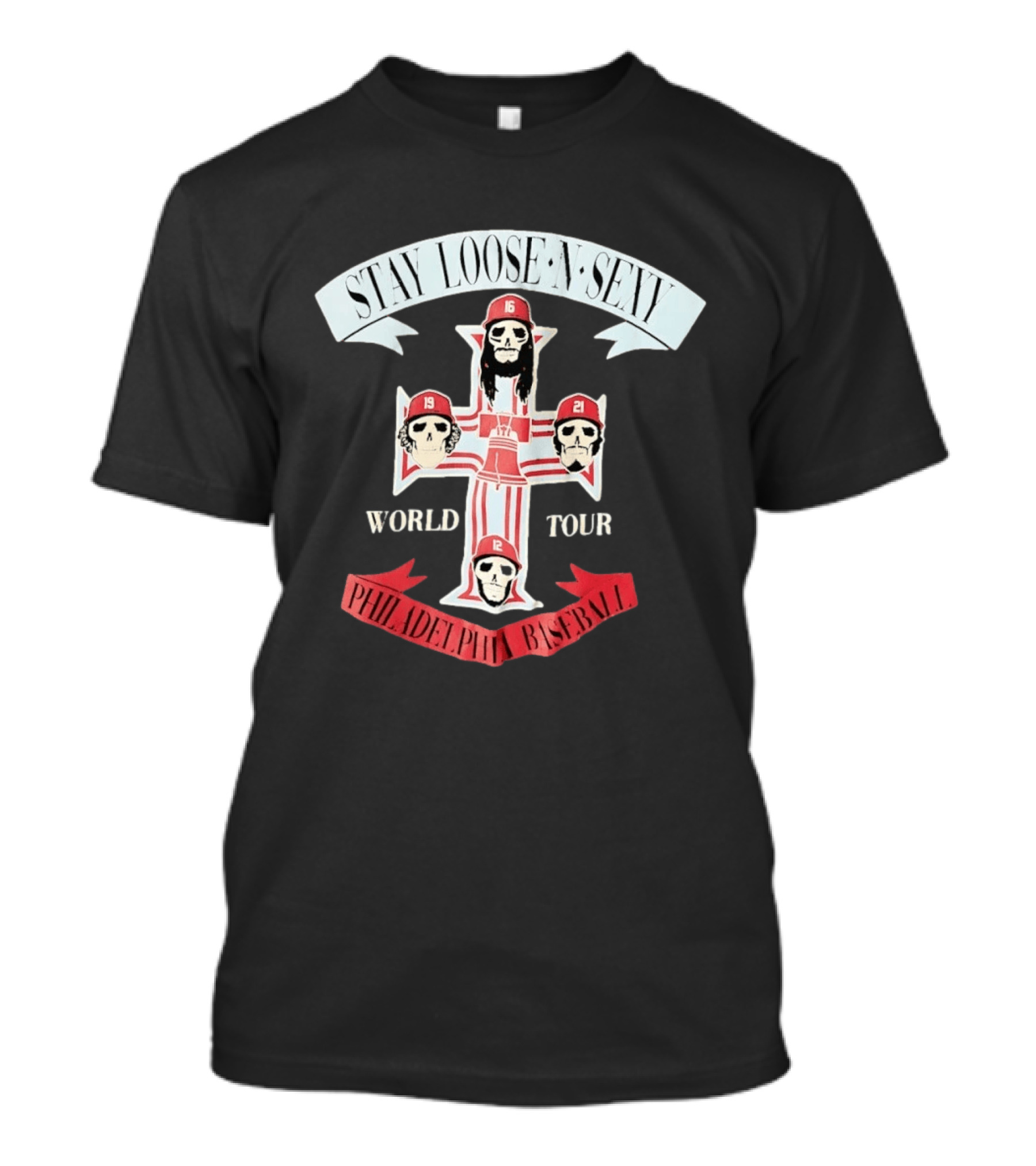 Stay Loose N Sexy Philadelphia Phillies Baseball Skull World Tour T-Shirt