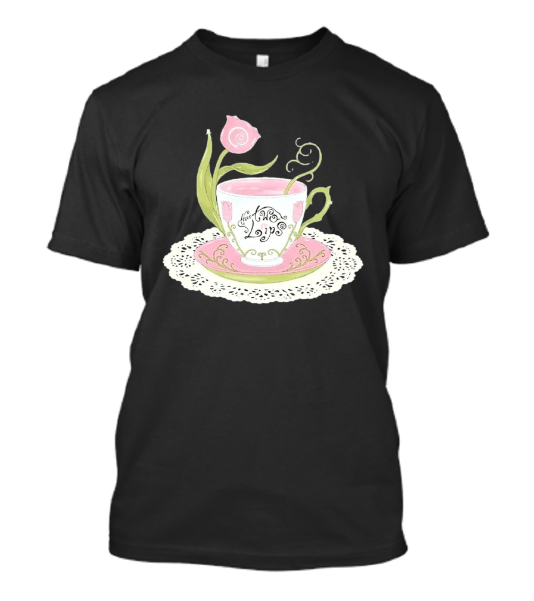 The Two Lips Teacup Floral Saucer Lace Doily T-Shirt