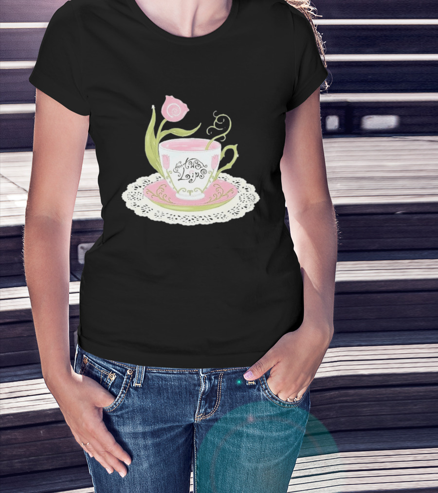 The Two Lips Teacup Floral Saucer Lace Doily T-Shirt