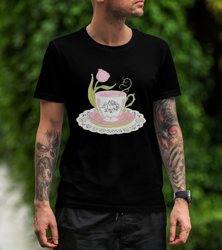 The Two Lips Teacup Floral Saucer Lace Doily T-Shirt