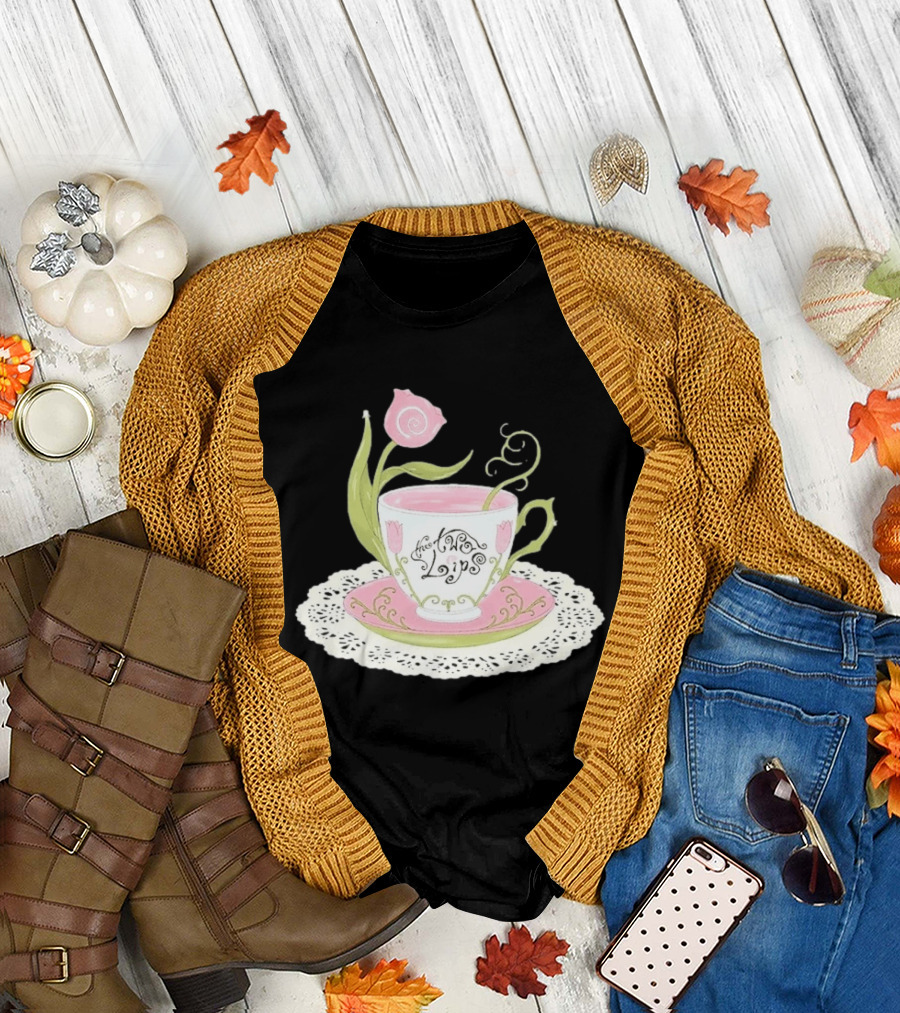 The Two Lips Teacup Floral Saucer Lace Doily T-Shirt