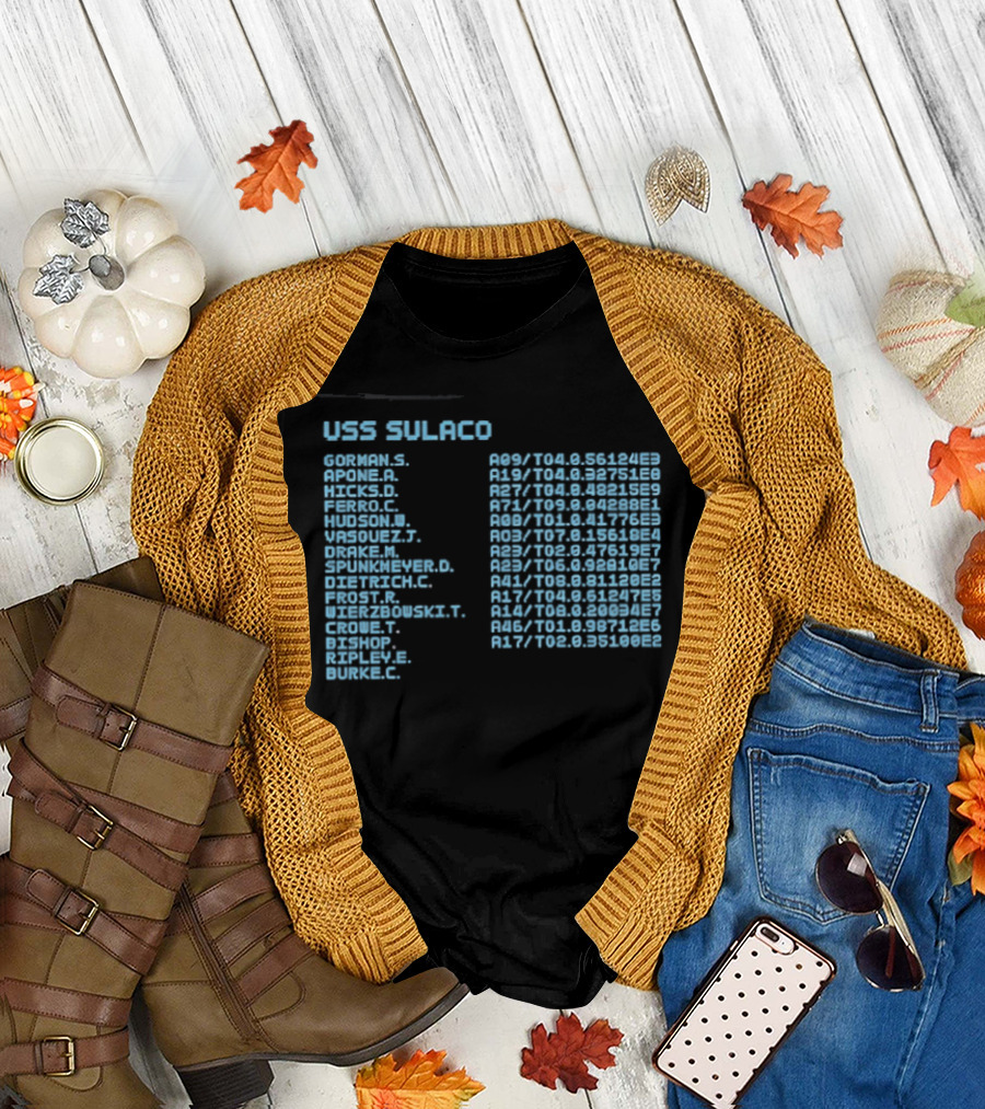 USS Sulaco Personnel Roster Aliens Ripley Hicks Hudson Vasquez Gorman Bishop T-Shirt