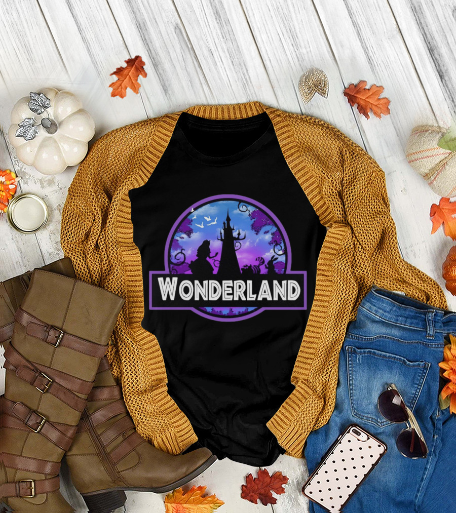 Alice Wonderland Adventure Silhouette Tower Fantasy Scene T-Shirt