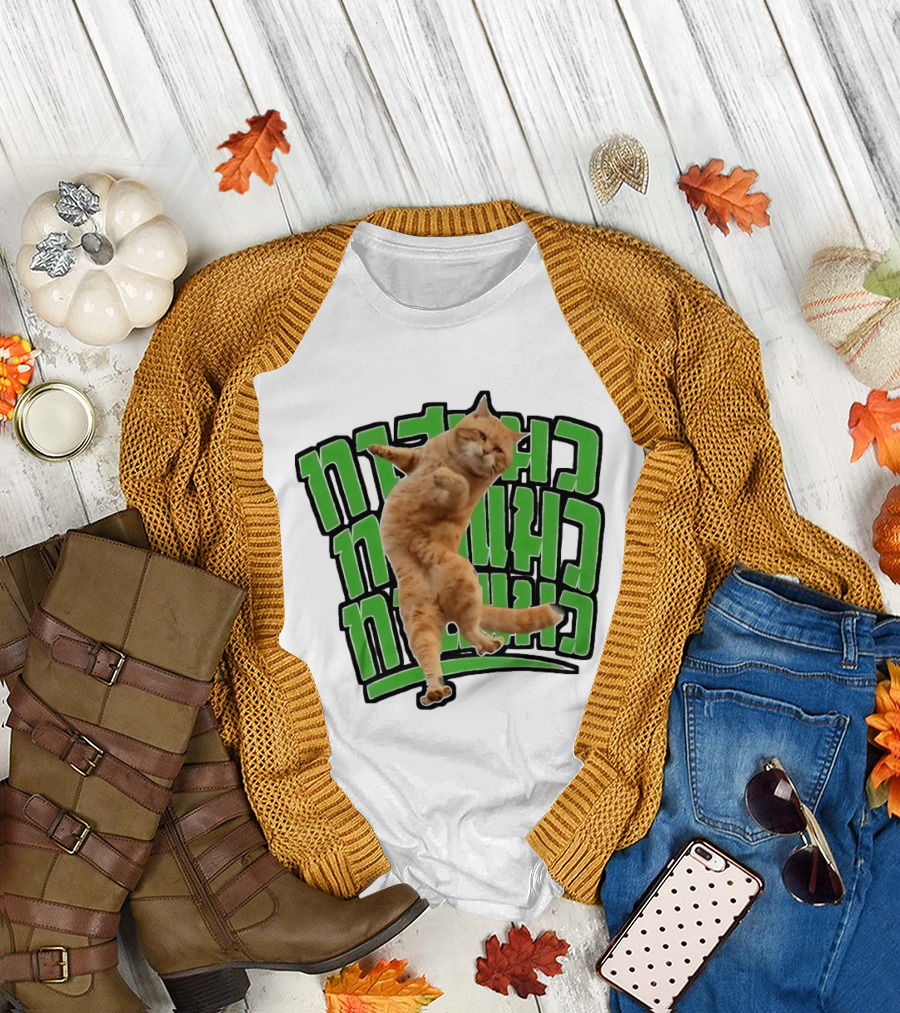 Cat Martial Arts Dance Hebrew T-Shirt